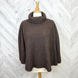 Krimson Klover Poncho Sweater Women Size L/XL Brown Knit Wool Cashmere Blend